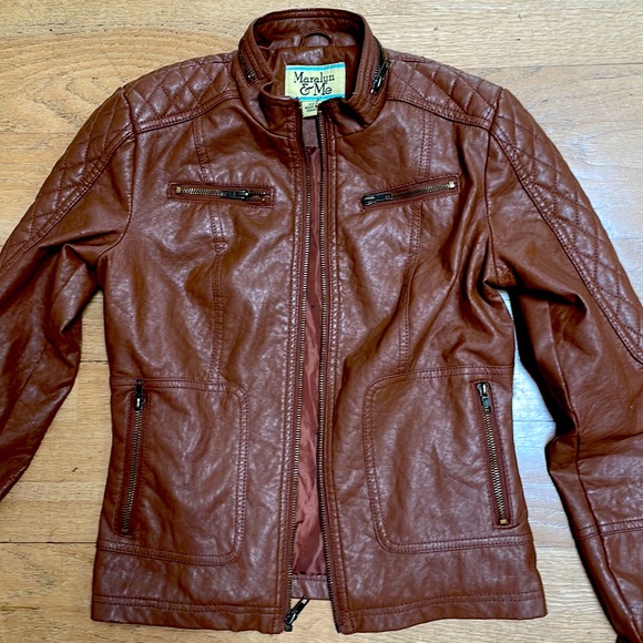 Maralyn & Me Jackets & Coats Marilyn Me Caramel Tan Faux Vegan